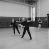 New York City Ballet production of "Electronics" with choreographer George Balanchine rehearsing dancer Violette Verdy as Gloria Govrin & Patricia Neary look on (New York)