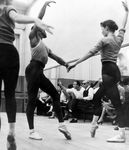 (L-R) Ballet dancers Arthur Mitchell and Diana Adams in rehearsal for "Agon" at NYC Ballet. George Balanchine and Igor Stravinsky are also present in the background