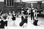 New York City Ballet rehearsal of "A Midsummer Night's Dream" with ballet mistress Janet Reed and children from the School of American Ballet, choreography by George Balanchine (New York)
