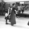 New York City Ballet rehearsal of "A Midsummer Night's Dream" with George Balanchine and dancers (at left Suzanne Farrell, Arthur Mitchell at mirror, Patricia Neary in cape), choreography by George Balanchine (New York)