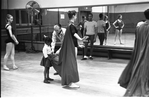 New York City Ballet rehearsal of "A Midsummer Night's Dream" with George Balanchine and dancers (at left Suzanne Farrell, Arthur Mitchell at mirror, Patricia Neary in cape), choreography by George Balanchine (New York)