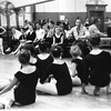 New York City Ballet rehearsal of "A Midsummer Night's Dream" with ballet mistress Janet Reed, George Balanchine and children from the School of American Ballet, choreography by George Balanchine (New York)