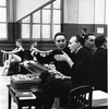 New York City Ballet rehearsal of "Electronics" with George Balanchine and composer Remi Gassmann, choreography by George Balanchine (New York)