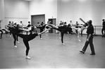 New York City Ballet Company Class with (front row) Patricia Wilde, Maria Tallchief, Melissa Hayden and George Balanchine (New York)
