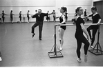 New York City Ballet Company Class with George Balanchine and at the barre are Marnee Morris, Patricia Wilde and Gloria Govrin (New York)