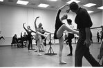 New York City Ballet Company Class with George Balanchine at right with (center) Patricia Neary and behind her Melissa Hayden (New York)