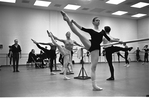 New York City Ballet Company Class with George Balanchine at right with (center) Patricia Neary and behind her Melissa Hayden (New York)