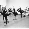 New York City Ballet Company Class with George Balanchine at left with Patricia Wilde, Mimi Paul, Maria Tallchief and Melissa Hayden (New York)