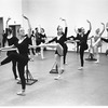 New York City Ballet Company Class with George Balanchine at left with Patricia Wilde, Mimi Paul, Maria Tallchief and Melissa Hayden (New York)