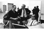 New York City Ballet rehearsal of "Clarinade" with George Balanchine, composer Morton Gould and clarinetist Benny Goodman, choreography by George Balanchine (New York)