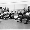 New York City Ballet rehearsal of "Clarinade" with George Balanchine and clarinetist Benny Goodman and conductor Robert Irving, choreography by George Balanchine (New York)