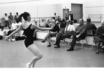 New York City Ballet rehearsal of "Clarinade" with George Balanchine and clarinetist Benny Goodman and conductor Robert Irving, choreography by George Balanchine (New York)