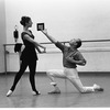 New York City Ballet Company rehearsal of "Harlequinade" with Bettijane Sills and George Balanchine, choreography by George Balanchine (New York)