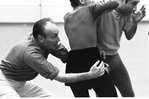 New York City Ballet Company rehearsal of "Harlequinade" with George Balanchine and dancers, choreography by George Balanchine (New York)