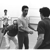 New York City Ballet Company rehearsal of "Harlequinade" with George Balanchine and Roland Vazquez, choreography by George Balanchine (New York)