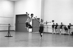 New York City Ballet Company rehearsal of "Harlequinade" with George Balanchine and Deni Lamont, choreography by George Balanchine (New York)