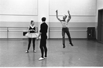 New York City Ballet Company rehearsal of "Swan Lake", with Suzanne Farrell, George Balanchine and Jacques d'Amboise, choreography by George Balanchine (New York)