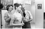 New York City Ballet Company costume fitting for "Don Quixote" with George Balanchine (right) and Suzanne Farrell (center), choreography by George Balanchine (New York)