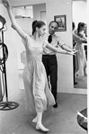 New York City Ballet Company costume fitting for "Don Quixote" with George Balanchine and Suzanne Farrell, choreography by George Balanchine (New York)