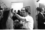 Suzanne Farrell, George Balanchine, and costume designer Barbara Karinska in a costume fitting for "Don Quixote"