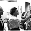 George Balanchine, costume designer Barbara Karinska, and Suzanne Farrell in a costume fitting for "Don Quixote"
