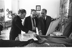 Costumer Barbara Karinska, designer Esteban Francés, choreographer George Balanchine consulting sketches for "Don Quixote"