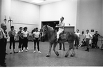 New York City Ballet - rehearsal of "Don Quixote" with George Balanchine entering on horse, choreography by George Balanchine (New York)