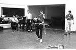 New York City Ballet - rehearsal of "Don Quixote" with George Balanchine center front and conductor Robert Irving, David Richardson, Richard Rapp, Frank Ohman, choreography by George Balanchine (New York)