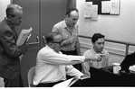 New York City Ballet - rehearsal of "Don Quixote" with conductors Hugo Fiorato and Robert Irving, George Balanchine and pianist Gordon Boelzner, choreography by George Balanchine (New York)