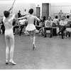 New York City Ballet rehearsal of "Don Quixote" with Edward Bigelow, John Taras, George Balanchine and Francia Russell watch Patricia McBride, choreography by George Balanchine (New York)