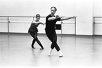 New York City Ballet rehearsal of "Summerspace" with Merce Cunningham and Patricia Neary, choreography by Merce Cunningham (New York)