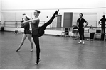 New York City Ballet rehearsal of "Summerspace" with Merce Cunningham , Sara Leland and Patricia Neary, choreography by Merce Cunningham (New York)