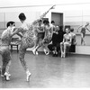 New York City Ballet rehearsal of "Summerspace" with Deni Lamont, Kay Mazzo, Merce Cunningham, Carol Sumner watch Sara Leland, Anthony Blum and Patricia Neary, choreography by Merce Cunningham (New York)