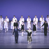 New York City Ballet production of "Space", Stephen Reich and Laura Dean take a bow with Peter Frame, Lourdes Lopez, Heather Watts and Jock Soto, choreography by Laura Dean (New York)