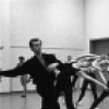 New York City Ballet rehearsal of "Brahms-Schoenberg Quartet" with Balanchine and Suzanne Erlon, Wilhelm Burmann at left, choreography by George Balanchine (New York)