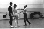 New York City Ballet rehearsal of "Swan Lake" with George Balanchine, Suzanne Farrell and Jacques d'Amboise, choreography by George Balanchine (New York)