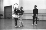 New York City Ballet rehearsal of "Swan Lake" with George Balanchine, Suzanne Farrell and Jacques d'Amboise, choreography by George Balanchine (New York)