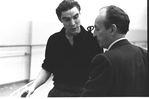 New York City Ballet rehearsal of "Prologue"; Jacques d'Amboise confers with George Balanchine, choreography by Jacques d'Amboise (New York)