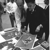 New York City Ballet rehearsal room, George Balanchine and costumer Barbara Karinska looking at Nicholas Benois' sketches for "Theme and variations", choreography by George Balanchine (New York)
