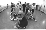 NYCB rehearsal of "Dances at a Gathering" with (C) choreographer Jerome Robbins, (L-R on floor) dancers Sara Leland & Kay Mazzo, (top L-R) Bruce Welles, Violette Verdy, Patricia McBride & Anthony Blum, John Prinz, Edward Villella & Robert Maiorano (New York)