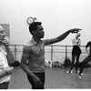 New York City Ballet rehearsal for "Concerto for Jazz Band and Orchestra" with Arthur Mitchell and George Balanchine, choreography by George Balanchine and Arthur Mitchell (New York)