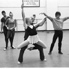 New York City Ballet rehearsal for "Watermill" with Hermes Conde, Kathleen Haigney, Penelope Dudleston with Jerome Robbins, and Edward Villella, choreography by Jerome Robbins (New York)