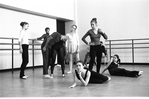 New York City Ballet rehearsal for "The Concert" with Jerome Robbins and Christine Redpath (in white), Bettijane Sills, Giselle Roberge and Suzanne Erlon on floor, choreography by Jerome Robbins (New York)