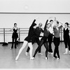 New York City Ballet rehearsal for "The Concert" with Jerome Robbins and Delia Peters in center of group, choreography by Jerome Robbins (New York)