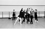 New York City Ballet rehearsal for "The Concert" with Jerome Robbins and Delia Peters in center of group, choreography by Jerome Robbins (New York)