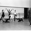 New York City Ballet rehearsal for "The Concert" with front row Giselle Roberge, Christine Redpath, Delia Peters; second row Suzanne Erlon, Bettijane Sills, and Gloriann Hicks, choreography by Jerome Robbins (New York)
