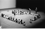 New York City Ballet rehearsal of "Circus Polka" students from the School of American Ballet in rehearsal with George Balanchine and Jerome Robbins, choreography by Jerome Robbins (New York)