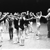 New York City Ballet rehearsal of "Circus Polka" students from the School of American Ballet rehearse with Jerome Robbins, choreography by Jerome Robbins (New York)