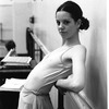 New York City Ballet rehearsal of "Danses Concertantes" dancer Renee Estopinal relaxes, choreography by George Balanchine (New York)
