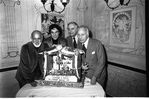 New York City Ballet Press conference announcing Tchaikovsky Festival with choreographers Jerome Robbins, Jacques d'Amboise, John Taras and George Balanchine (New York)